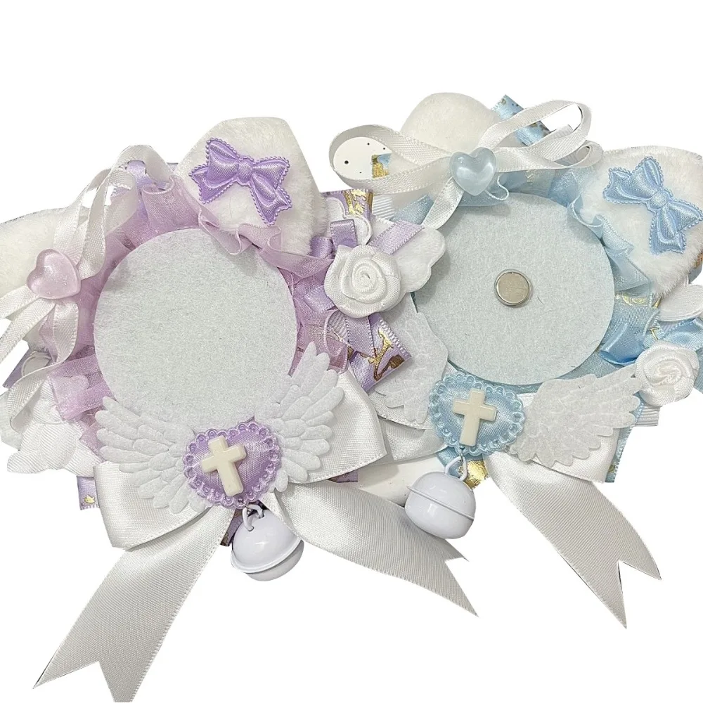 Plush Ear Anime Badge Display Base with Wings Lacework Anime Itabag Display Holder Colorful Handmade