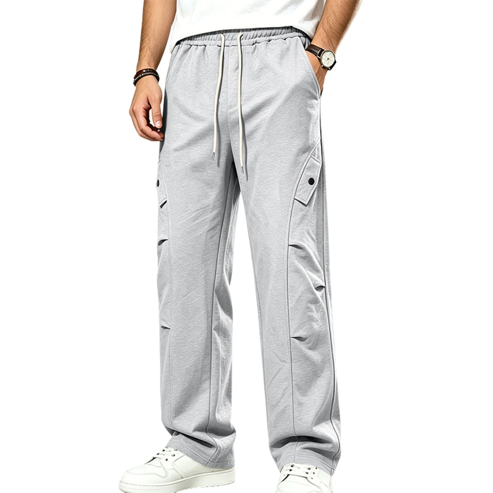 Men'S Casual Sports Pants Hip-Hop High Street Loose Wide Leg Leisure Sport Long Bottom Street Popular Wide Leg Bottoms 여름바지 Hot