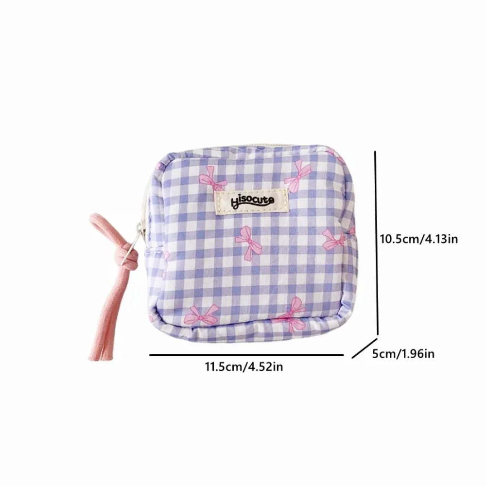 Портативная корейская косметичка квадратный красный конверт дизайн клетчатый органайзер для хранения с бантом дорожный косметичка с ручкой
