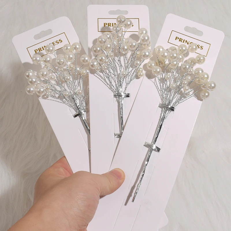 New Mini Pearl Flower Stem Beads Bridal Bouquet Wedding Balloon Cake DIY Party Artificial Flower Bouquet Home Decor