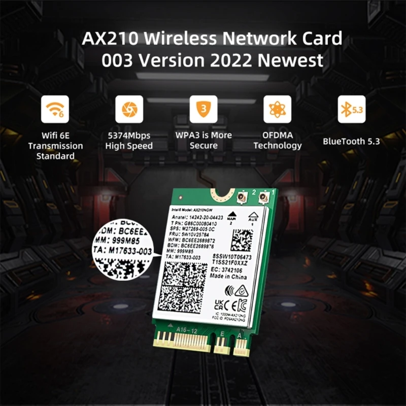 미니 PCI-E 와이파이 카드, 블루투스 호환 5.2 무선 어댑터, 와이파이 6E AX210NGW, 드롭쉽