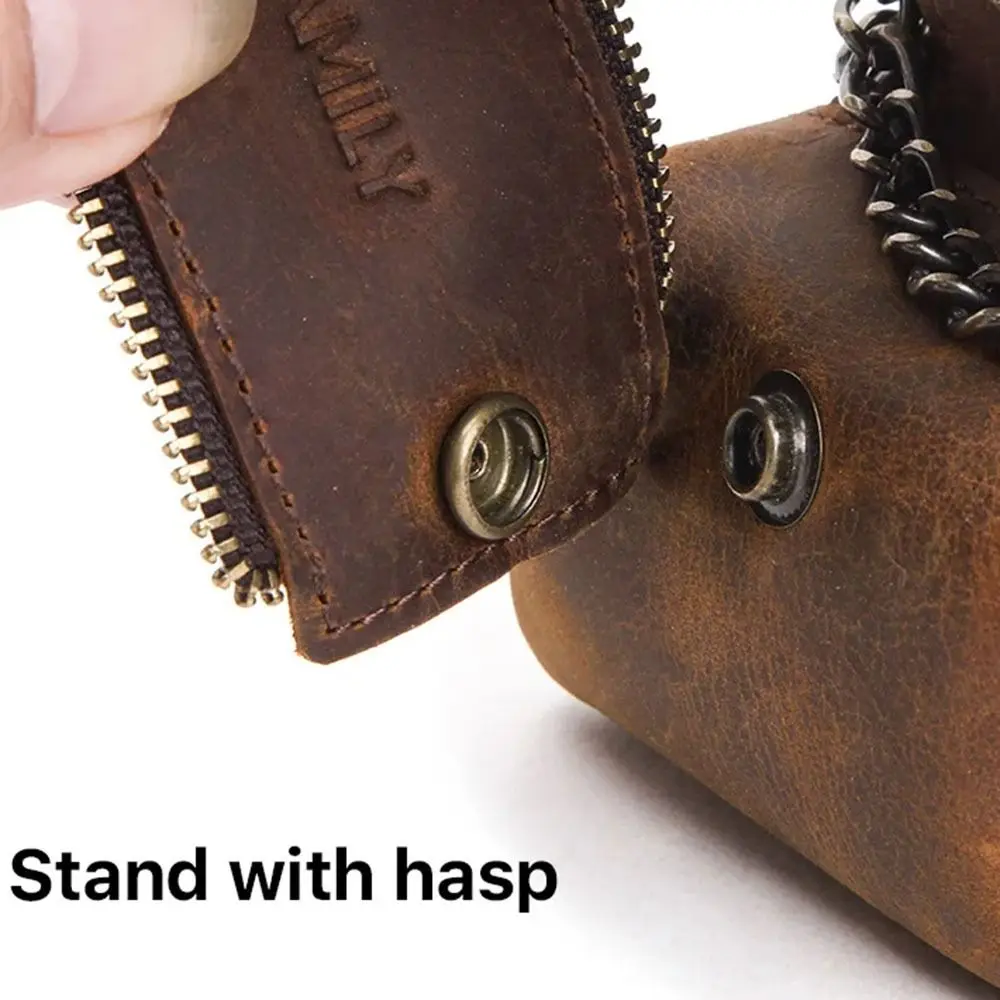 Portable Large Capacity Zipper Pen Pencil Case Leather Handmade Pen Pouch Holder Vintage Durable Desktop Organizer Stationary