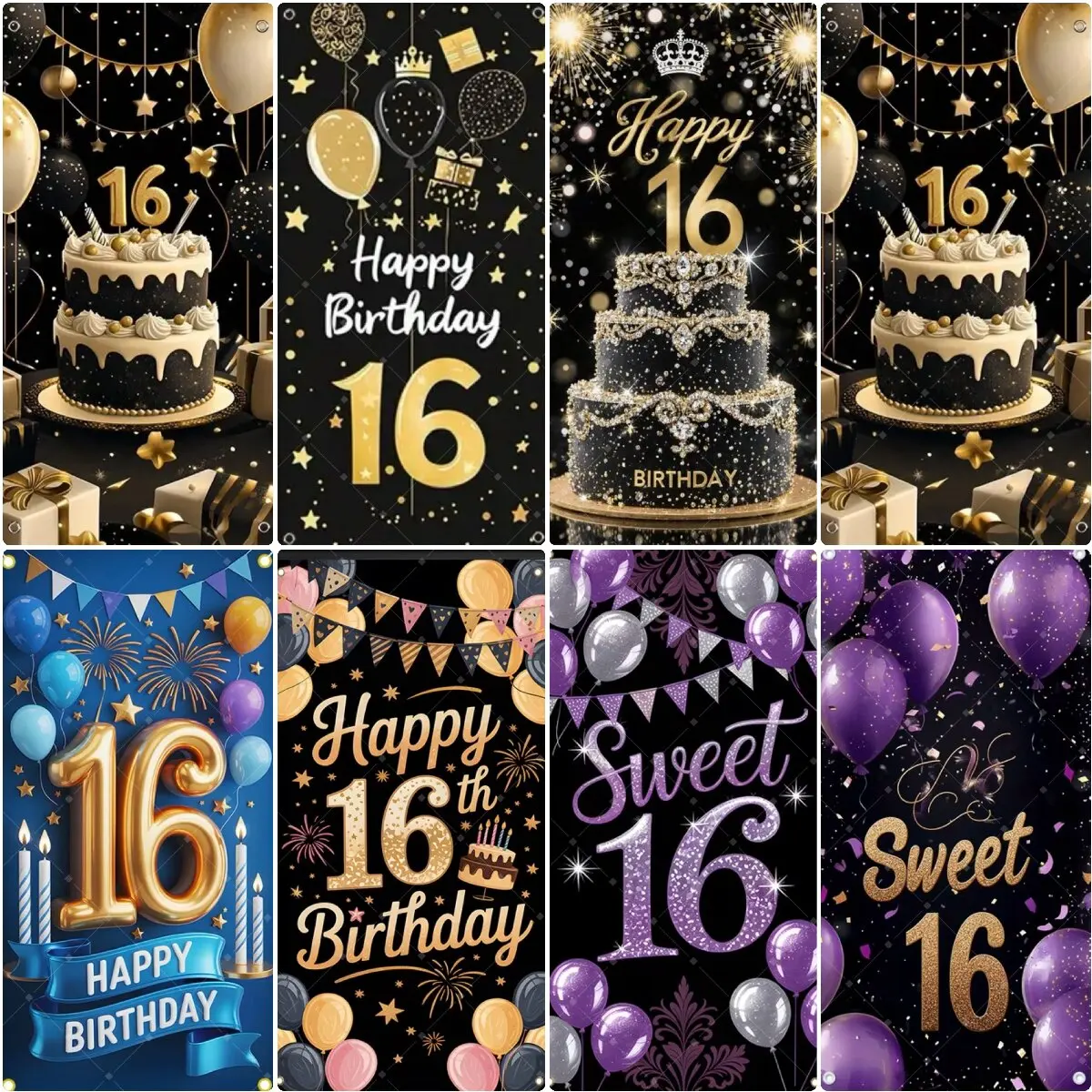 

16th Birthday Party Photography Background Balloon Cake Table Birthday Party Decor 16th Birthday Party Supplies Props Decor