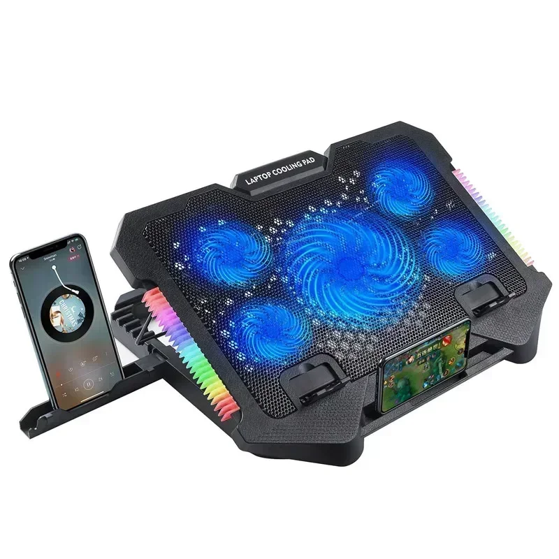 

S500 Laptop Cooling Pad with RGB Colorful Light Air-cooled Cooler Stand Multi Angle Adjustment Notebook Heat Dissipation Bracket