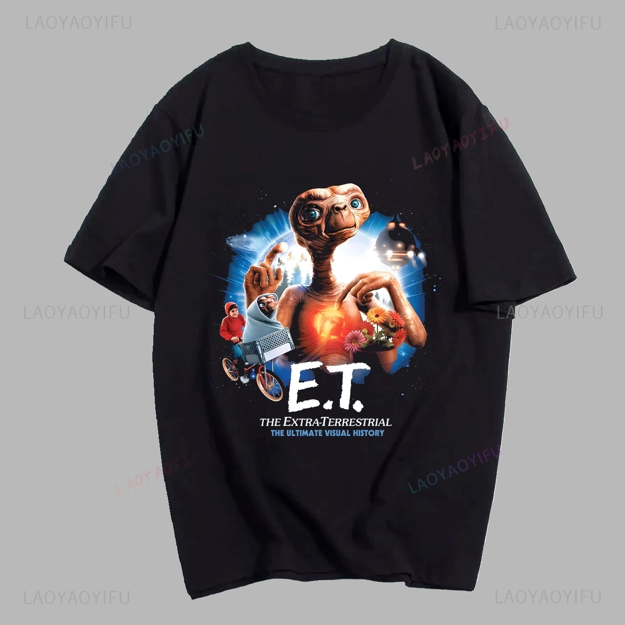 Streetwear Retro Movie Alien E.T Fashion Printed T-shirt Top Neutral Trend Short Sleeved Unisex Shirt Graphic Oversized T-shirt