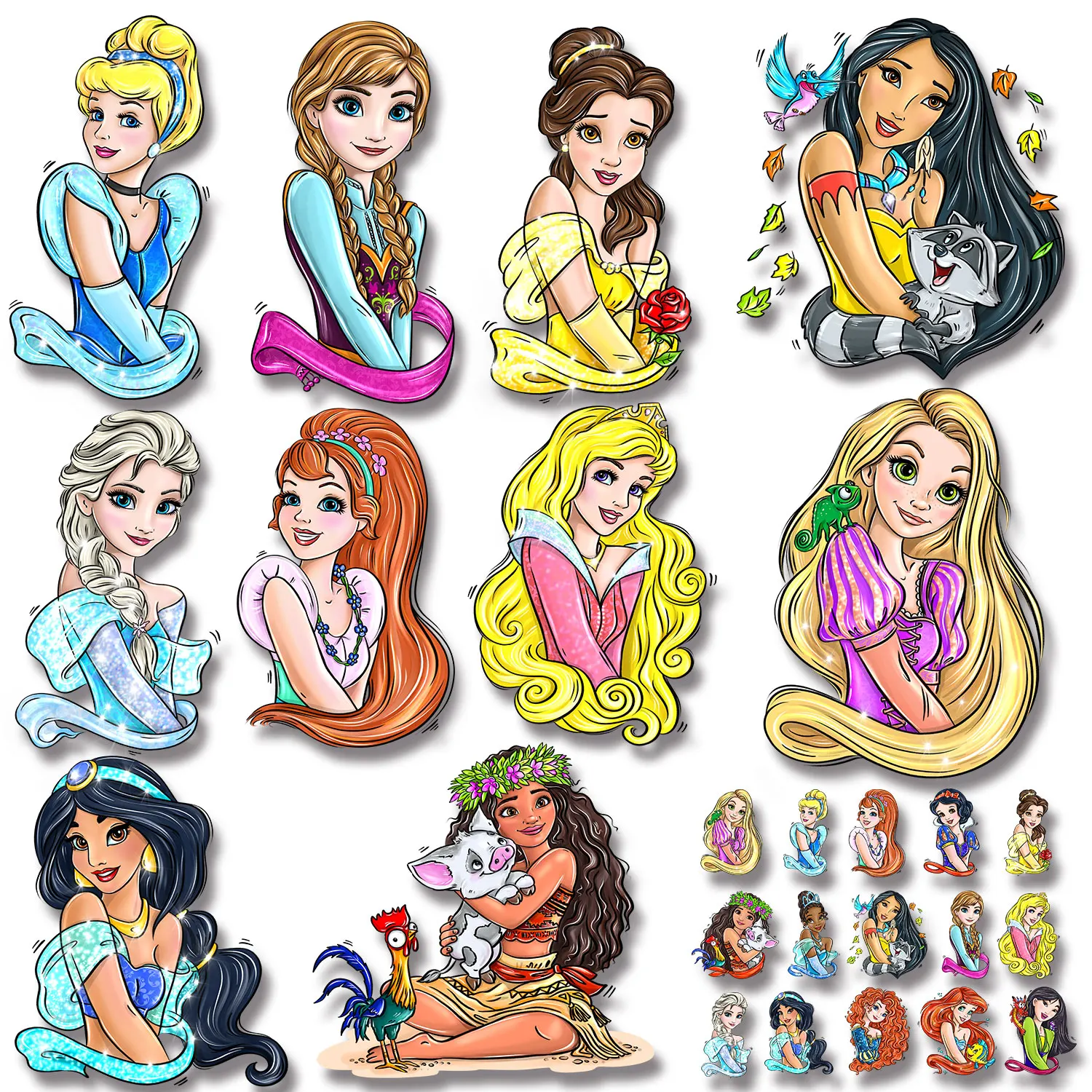 Princess Cartoon Sticker Iron-on Transfers for Clothing Easy to Use Cheap DIY Decoration