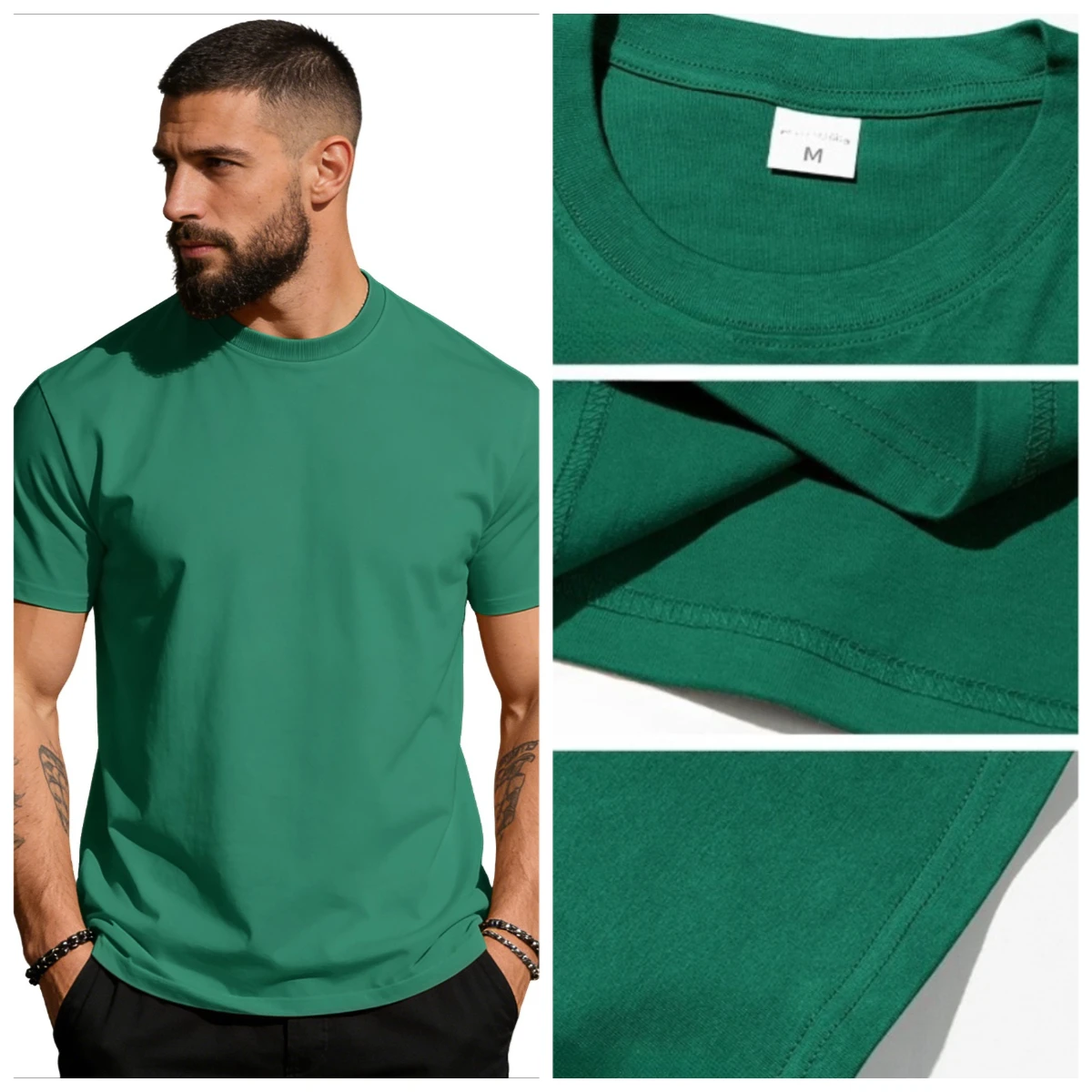 

Men's T-shirt European Summer Fitness Sports Solid Cotton Elasticity Active Short-sleeved T-shirt