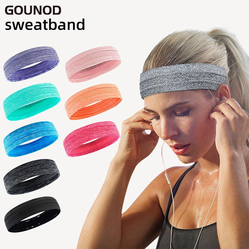 1PC Workout Sweatband Yoga Running Fitness Sports Headband Cycling Tennis Hair Band Non Slip Moisture Wicking Headband Men Women