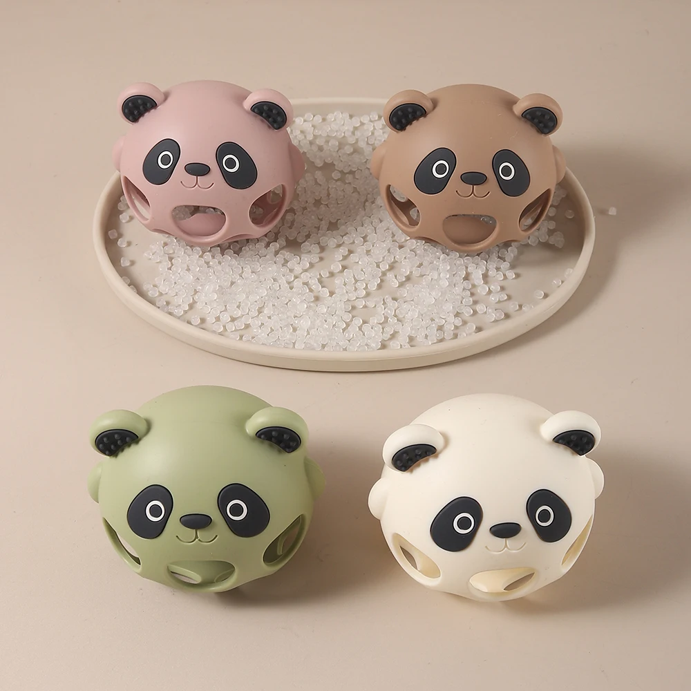 

Silicone teether baby gift panda shaped cartoon cute teething toy chew bead sensory gum relief soother bpa free hallow