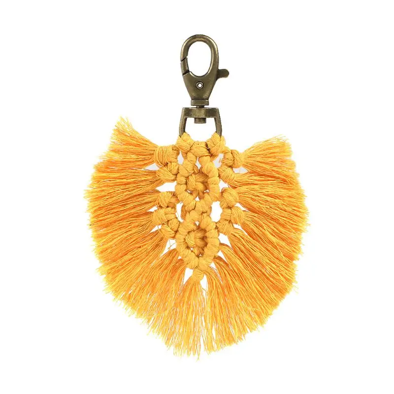 Tassel Keychains Macrame Bag Charm Boho Heart Hanging Pendant for Key Holder Car for Key Ring Decor for Wal