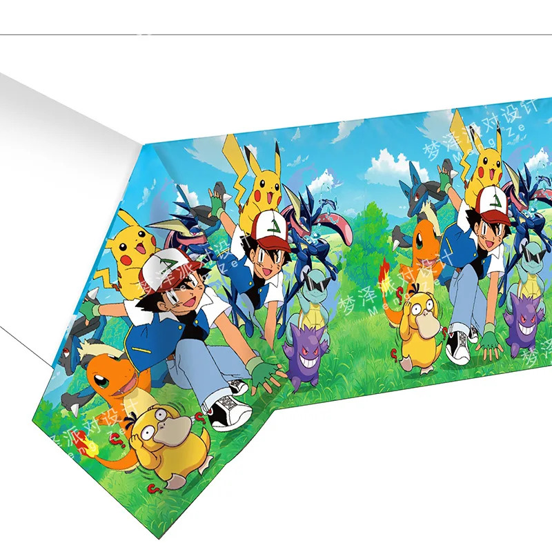 Pokemon Tablecloth Birthday Party Decoration Pikachu Plastic Tablecloth Table Cover Baby Shower Kids Toy Gift Party Supplies