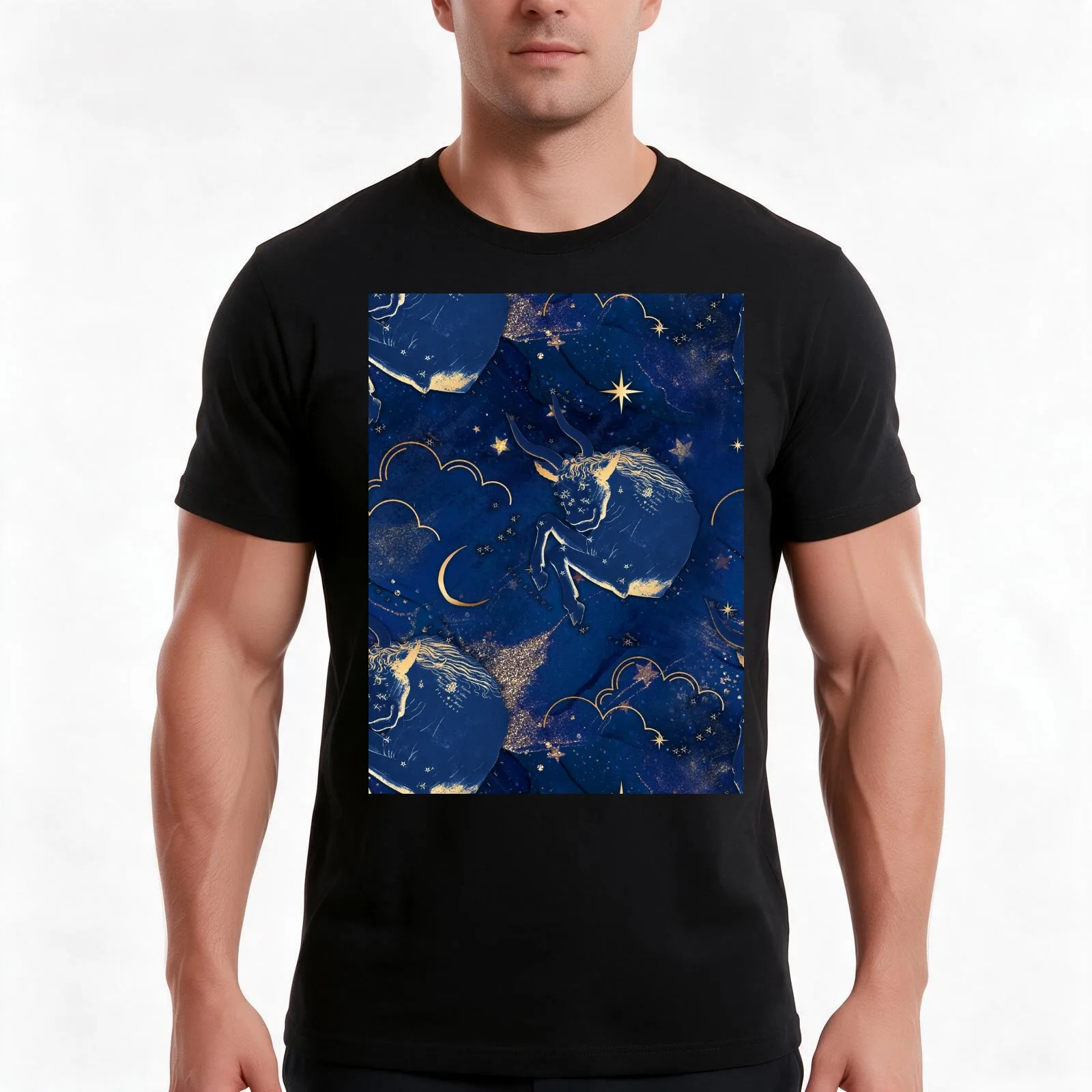 Taurus Constellation with Pleiades & Moon T-Shirt Summer Casual Cotton Tee Oversized Streetwear Tops Vintage Graphic Print