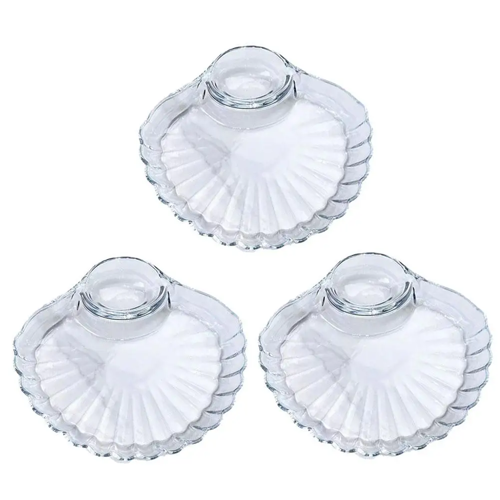 Creative Shell Plate Cute Flower Shape Double Grid Food Container Sauce Condiment Dumplings Breakfast Snack Plate