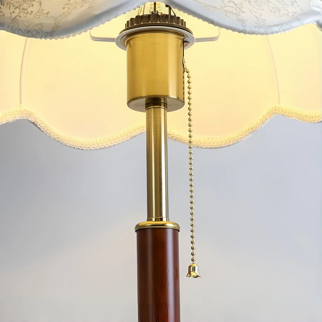 Vintage Scalloped Dome Table Lamp for Bedroom Nightstand Study Entryway Pull Chain Retro Warm Classic Home Accent Decor Lighting view 5