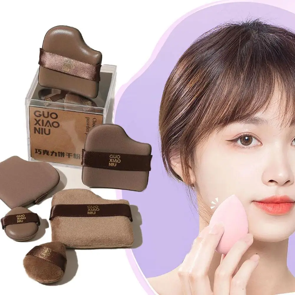 GUOXIAONIU Chocolade Biscuit Poederdons Mini Duim Poederdons Concealer Blush Droge En Natte Make-Up Tool Fit Het Gezicht