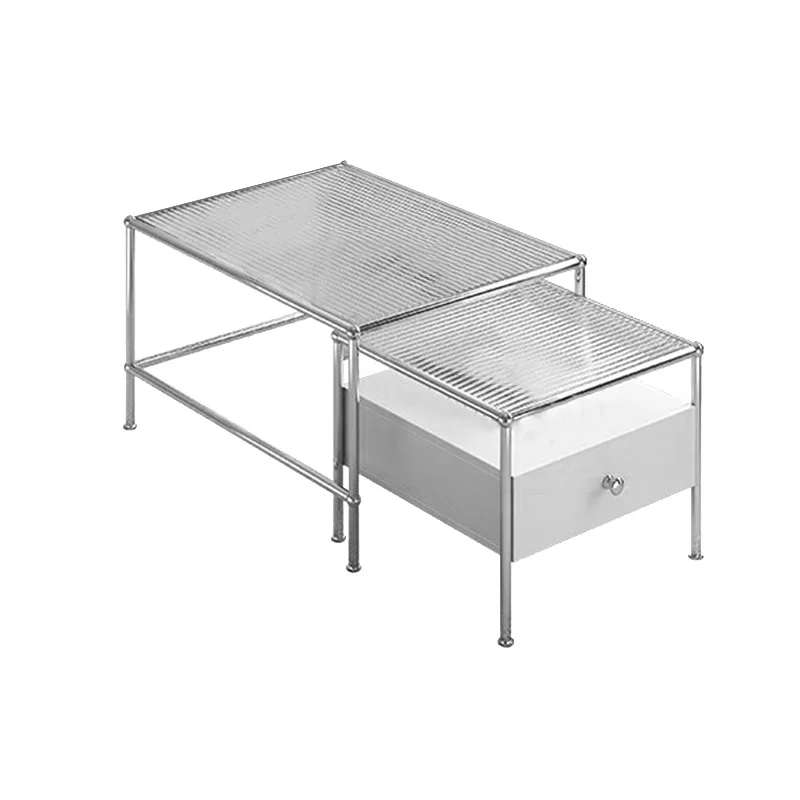 

coffee table small apartment household light luxury tempered Changhong glass with drawers tea table ins style personalized