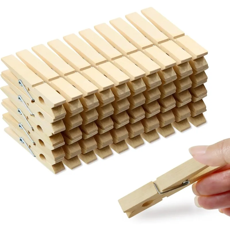 50 Pack Clothes Pins Wooden 2.9 Inch Wood Clothespins Heavy Duty Large