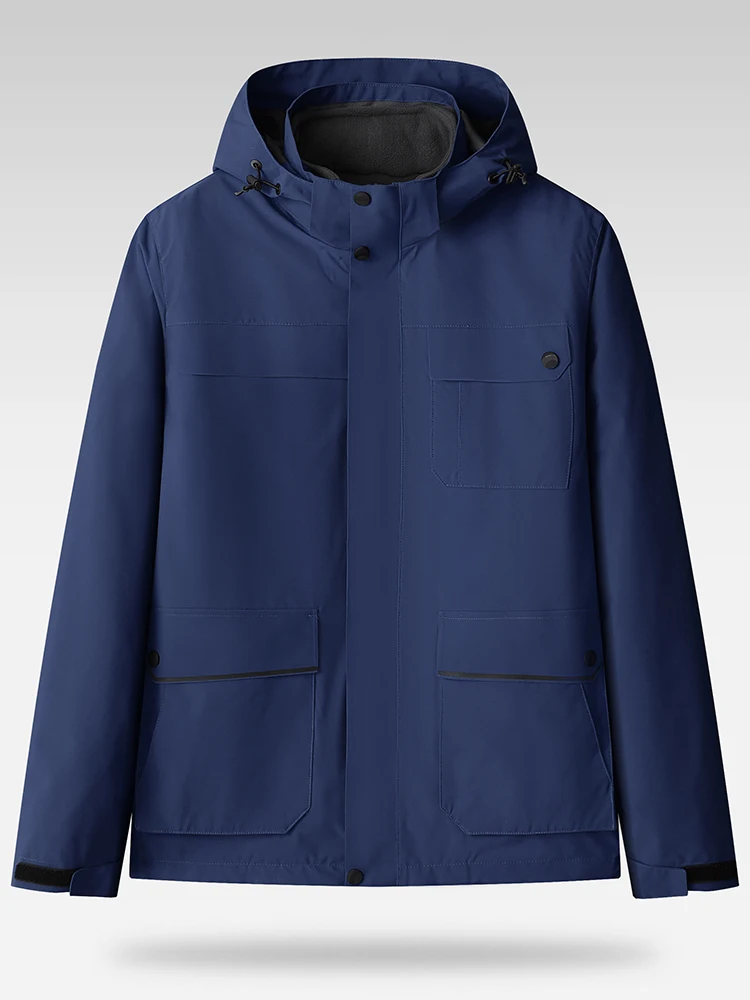Autumn Winter Men's Outdoor Thickened Hooded Casual Couple Pure Color Jacket Zipper Closure Fashion Urban Style Standard Fit