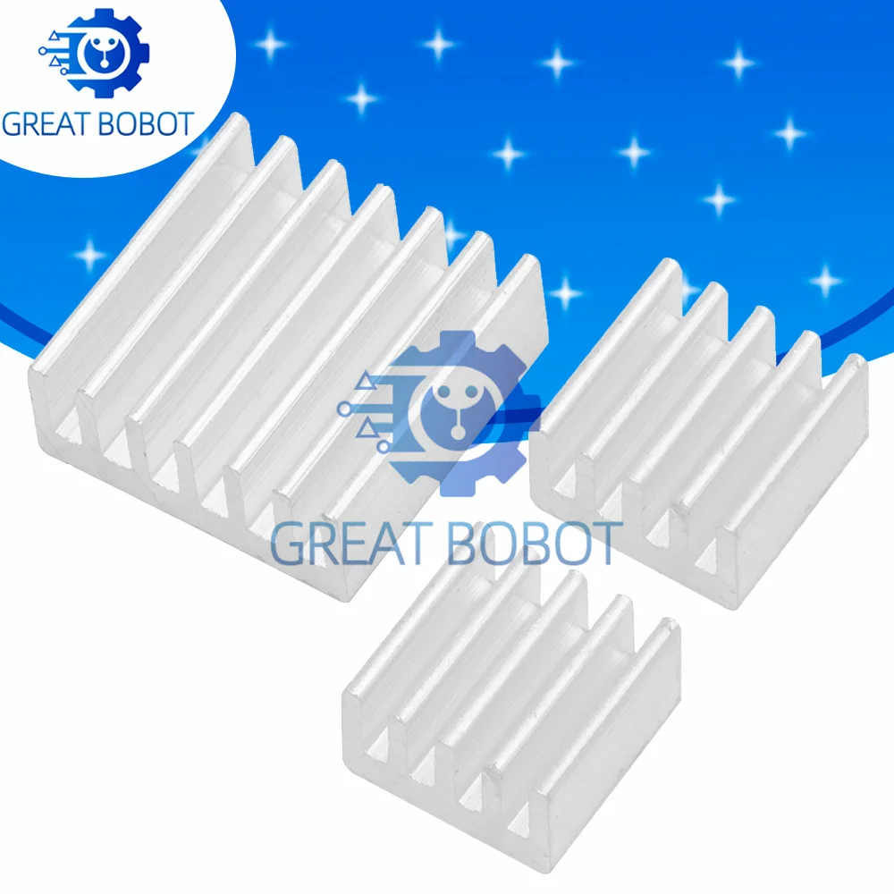 3PCS Ultra‑Thin Pure Aluminum Adhesive Heatsink Cooler for Raspberry Pi 2 B Cooling