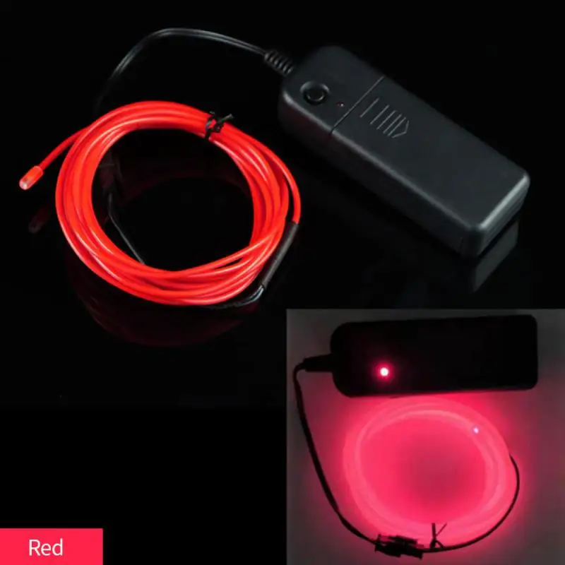 1m Glow EL Wire Neon Cable For Christmas Dance Party DIY Costumes Light AA Battery USB Control Lamp 2.3MM Rope LED Strip