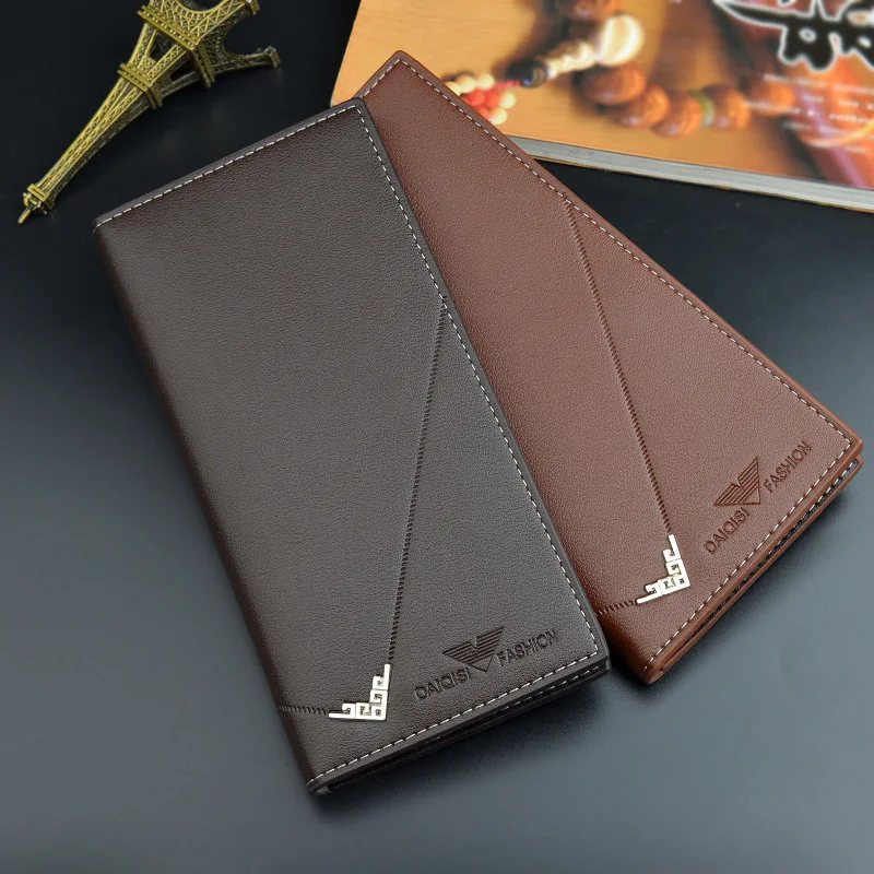 New Hot Men PU Leather Wallets Men's Long Design Causal Purses Male Folding Wallet Coin Card Holders High Quality Slim Money Bag