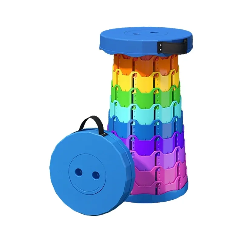 Rainbow Folding Stool Adjustable Height PP Material Portable Collapsible Compact for Camping Fishing Outdoor Activities
