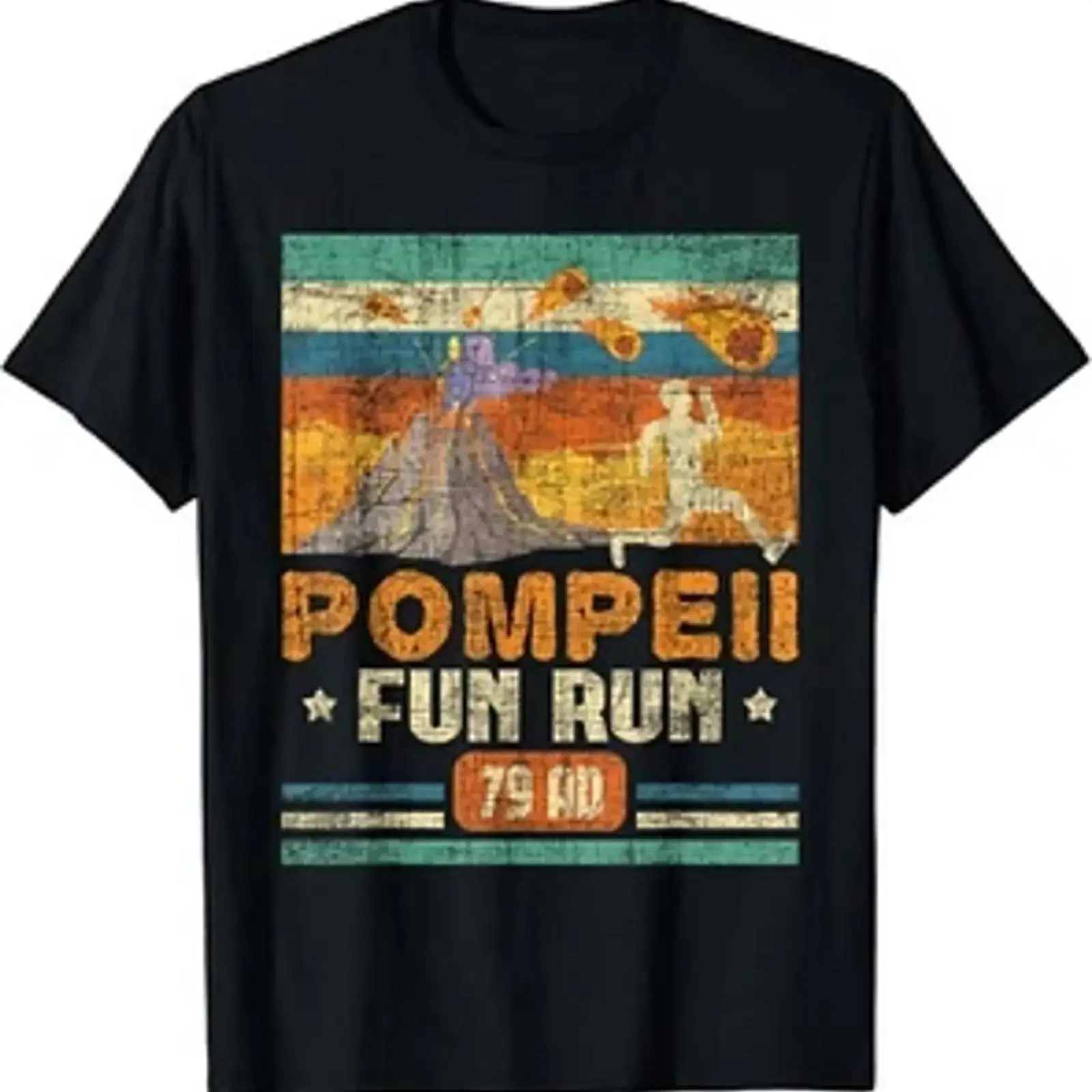 T-shirt vintage Pompeii Fun Run Geography Volcanologist Volcanology, motif graphique délavé, légèrement tendance, streetwear doux pour homme