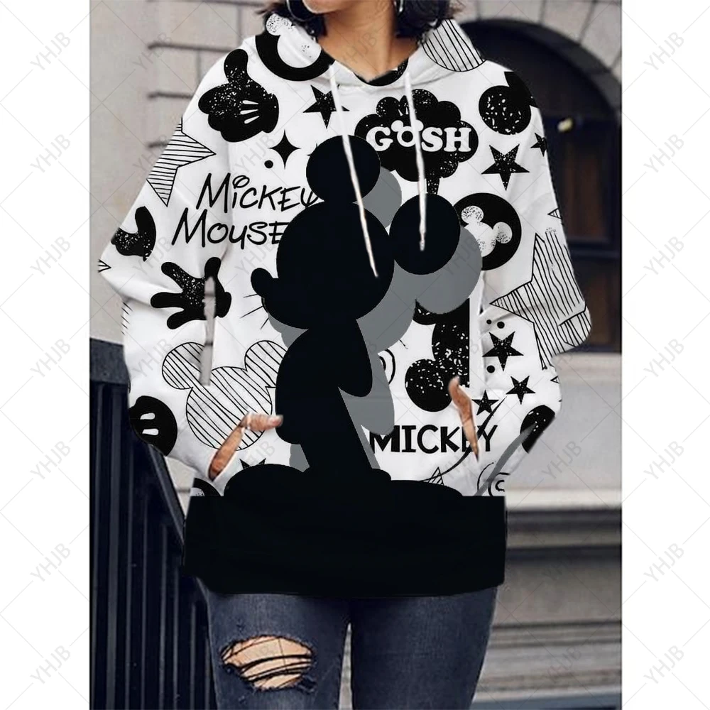 Cartoon Disney Minnie Mickey Mouse Print Kawaii Graphic Unisex Hoodies Women Cute Anime Streetwear Winter Sweatshirt 90s Hoody