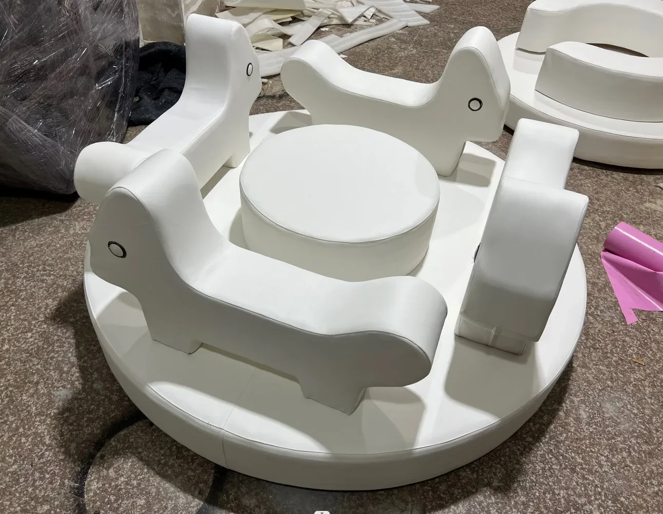 2026 Electric Merry Go Round Soft Play  White Carousel  Kids Soft Play Equipment Toddler Playground All White Eventpromote sales