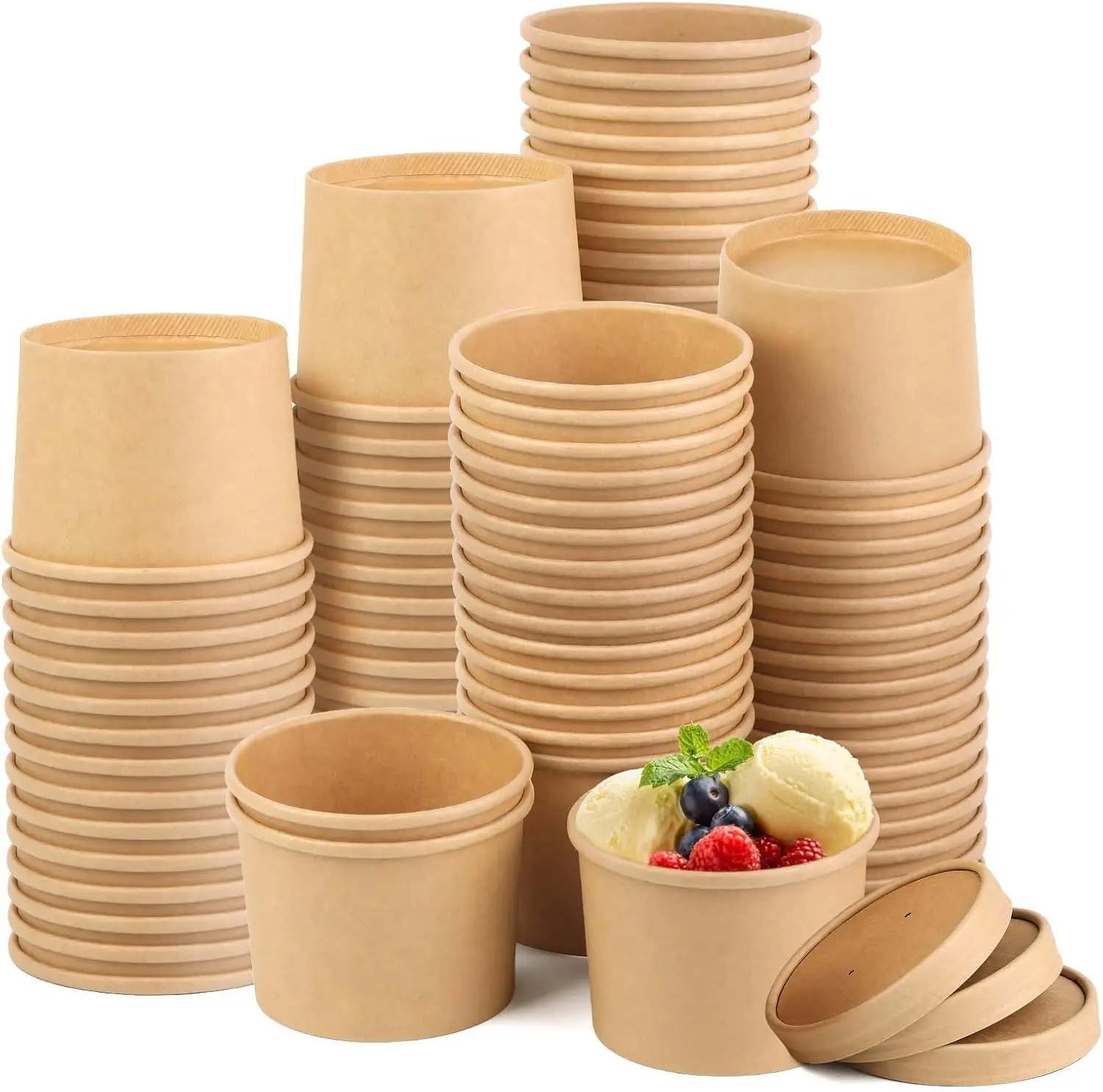 

50 Pack 12 Oz Disposable Soup Bowls, Paper Soup Containers with Lids, Paper Soup Cups with Lids, To Go Soup Containers,