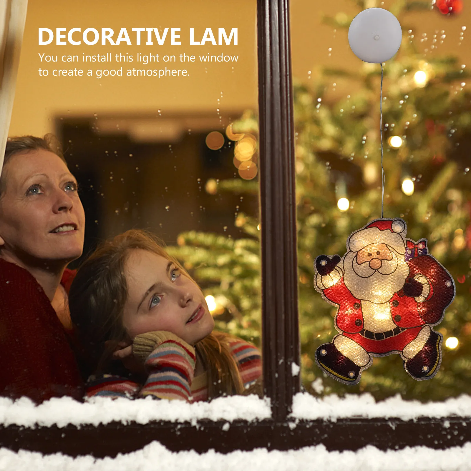 Window Suction Cup Christmas Light Pendant Decorative Lamp Lightweight Portable Easy Install Removable Suction Lamp Party Decor