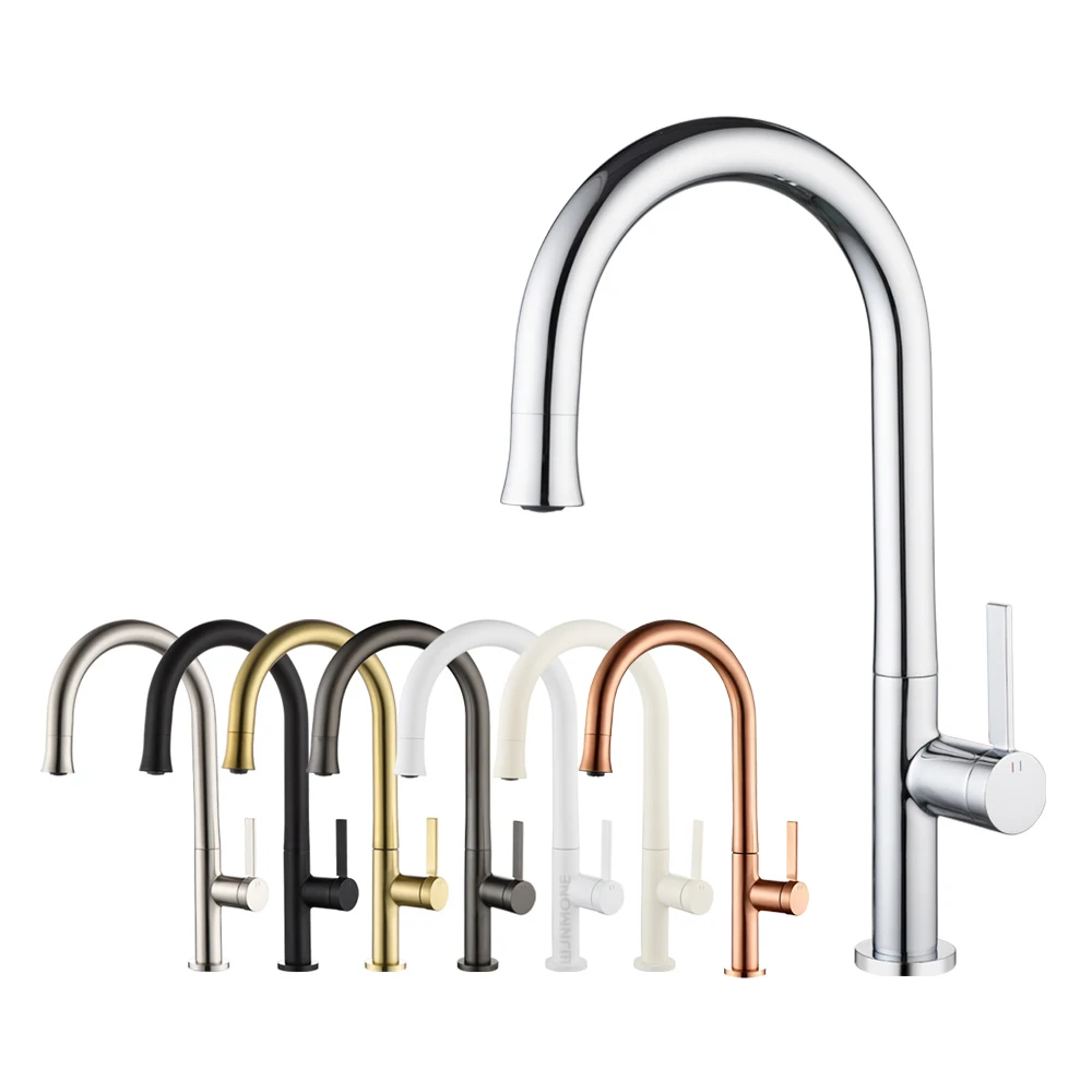

Luxury High End Brushed Gold Kitchen Faucets Brass Mixer Hot and Cold Water Taps Kitchen Sink Faucet Deck Mounted Kitchen Crane