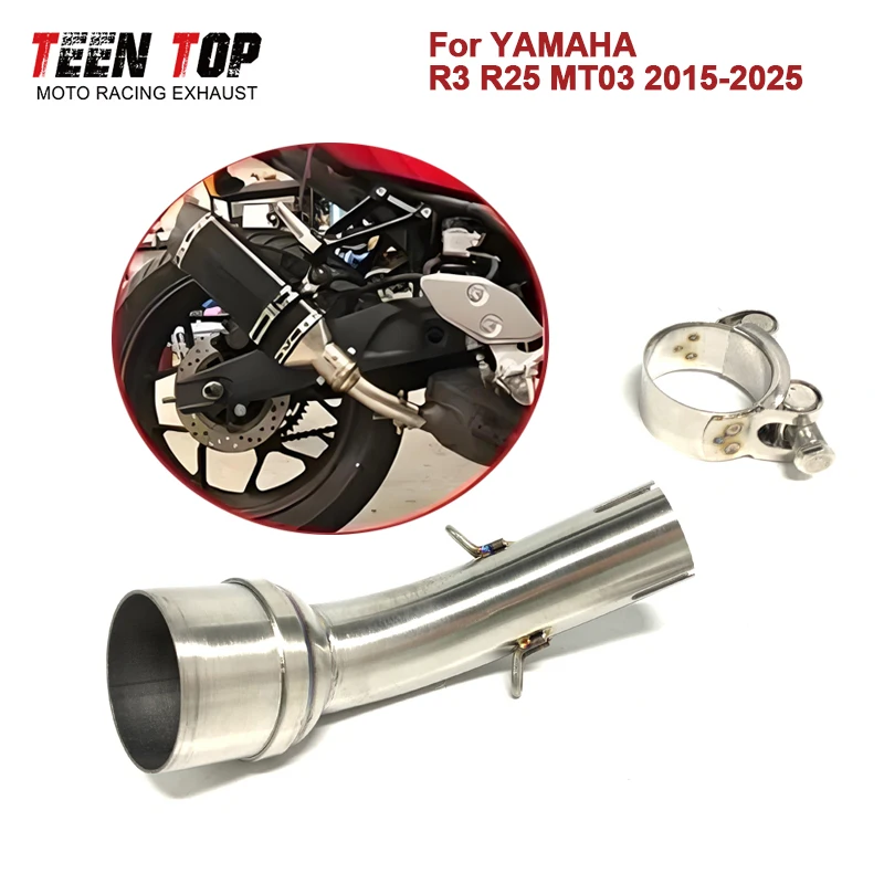 For Yamaha R25 MT03 R3 Exhaust Middle Link Pipe MT-03 Exhaust Pipe R25 Escape Moto Mid Connect Tube Slip-on 51mm Racing Muffler