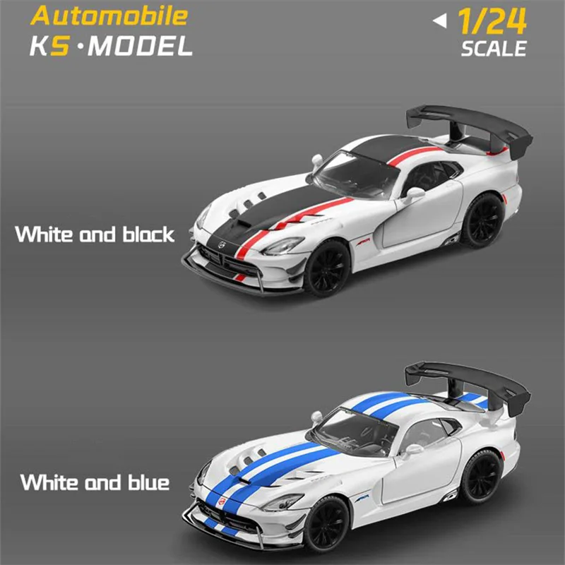 Dodge Viper ACR SRT-modelo de coche deportivo de aleación, vehículos de carreras de Metal fundido a presión, modelo de coche, simulación de sonido y luz, juguete para regalo, 1:24