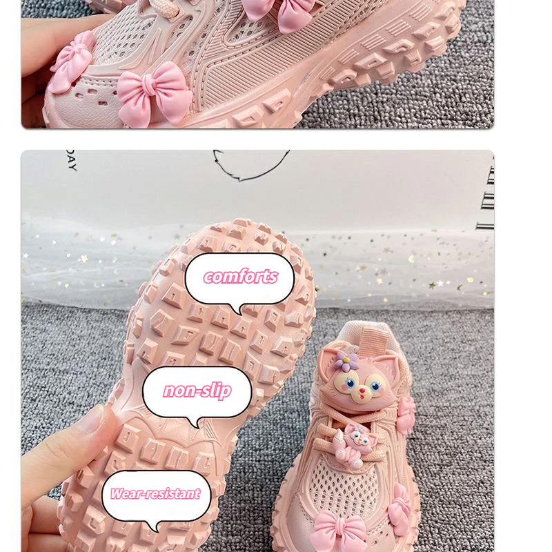 Anime Cartoon Spring Summer Autumn Girls Sneakers Fashion Mesh LinaBell Princess Shoes Students Non-slip Pink Casual Shoes