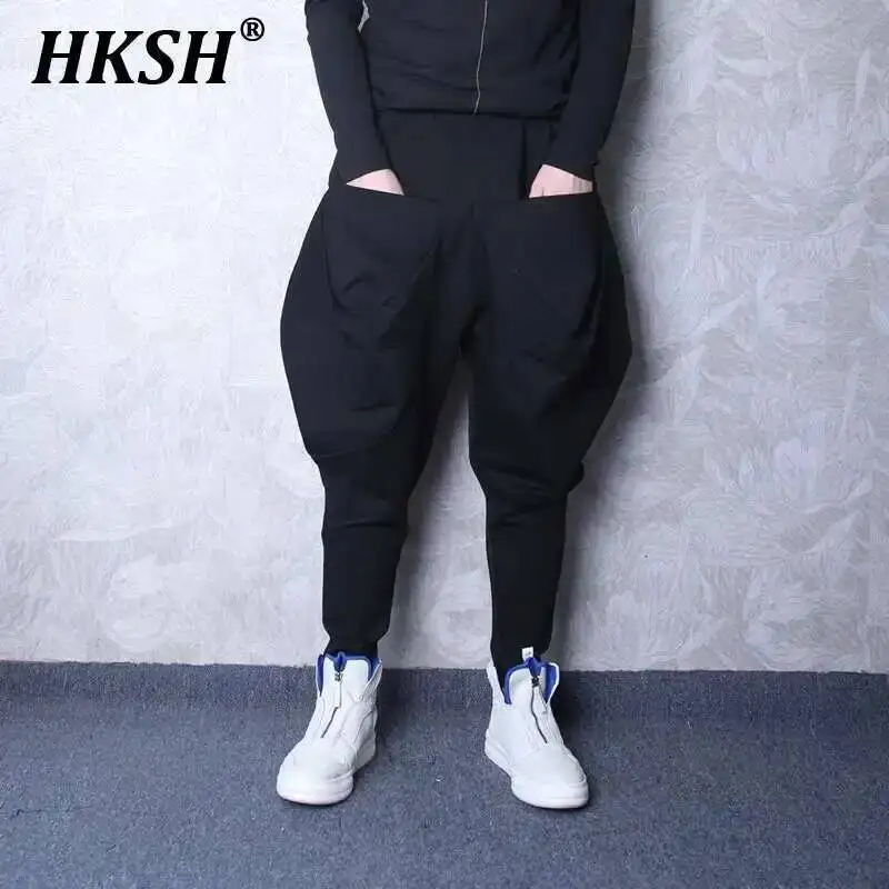 

HKSH Men's Tide Dark New Yamamoto Style Trend Brand Haren Pants Personalized Designer Bulging Hip Hanging Crotch Trousers HK2425