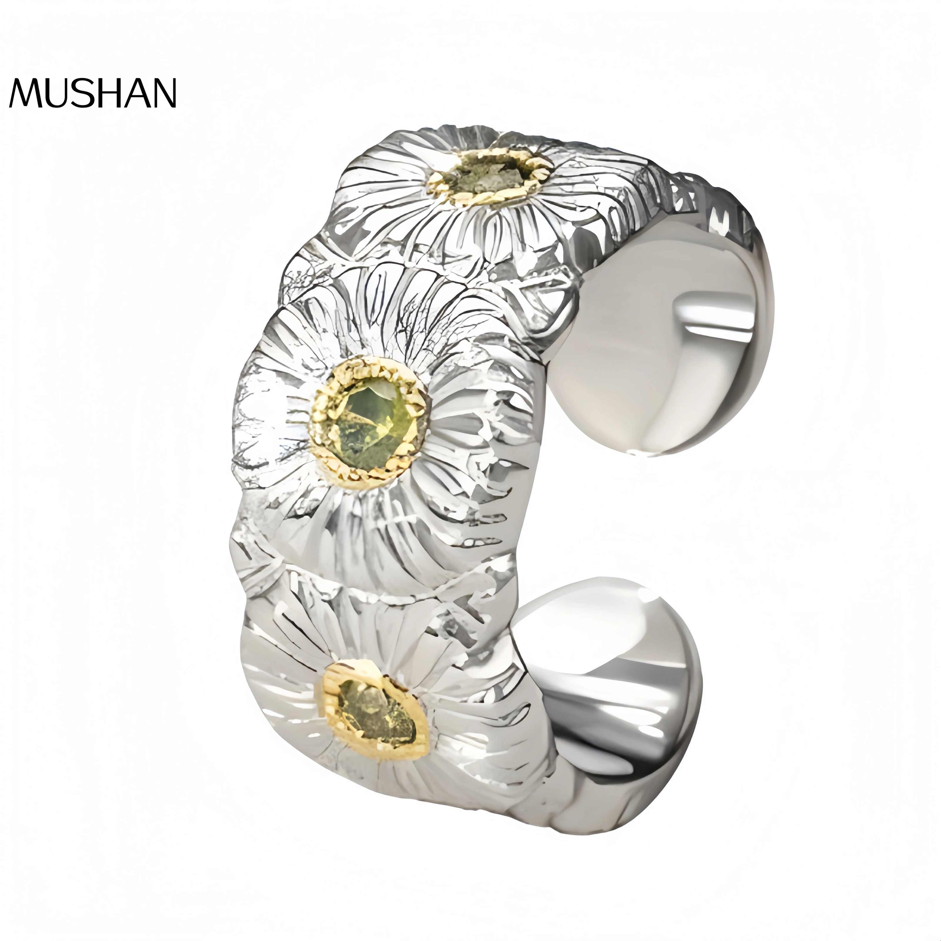 

Роскошный бренд Mushan, новое открытое кольцо из итальянского чистого серебра с ромашкой для женщин, бестселлер на Сяоху