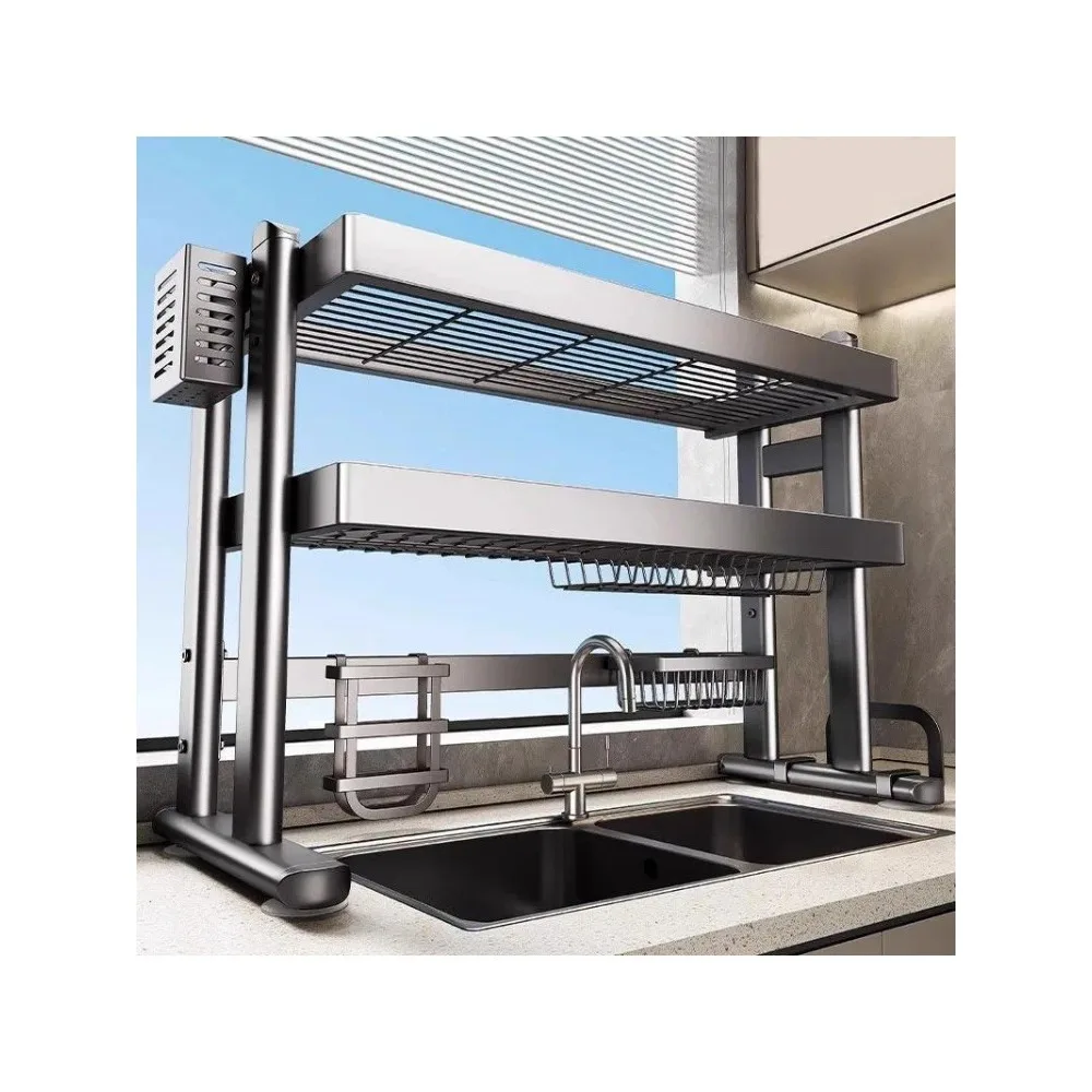 Kitchen Sink Shelf Washing Dishes Above Sink Drain Countertop Dish Storage Multifunctional Bowl Shelf