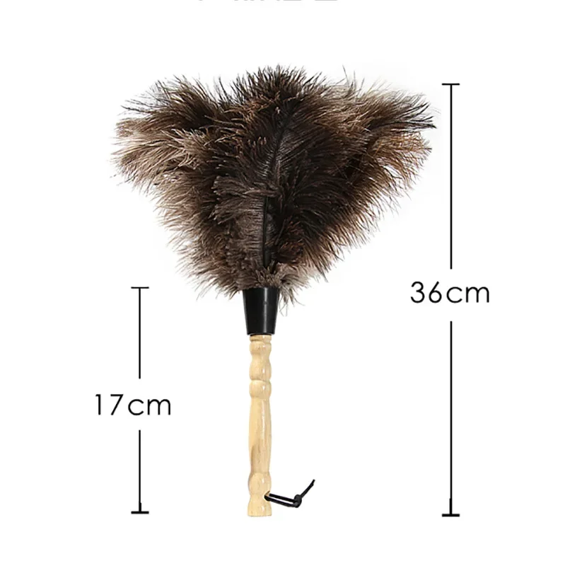 Feather Duster Wooden Handle Duster Anti-static Dust Removal Dusters Ostrich Duster Feather Fur Brush For Home Cleaning Tools