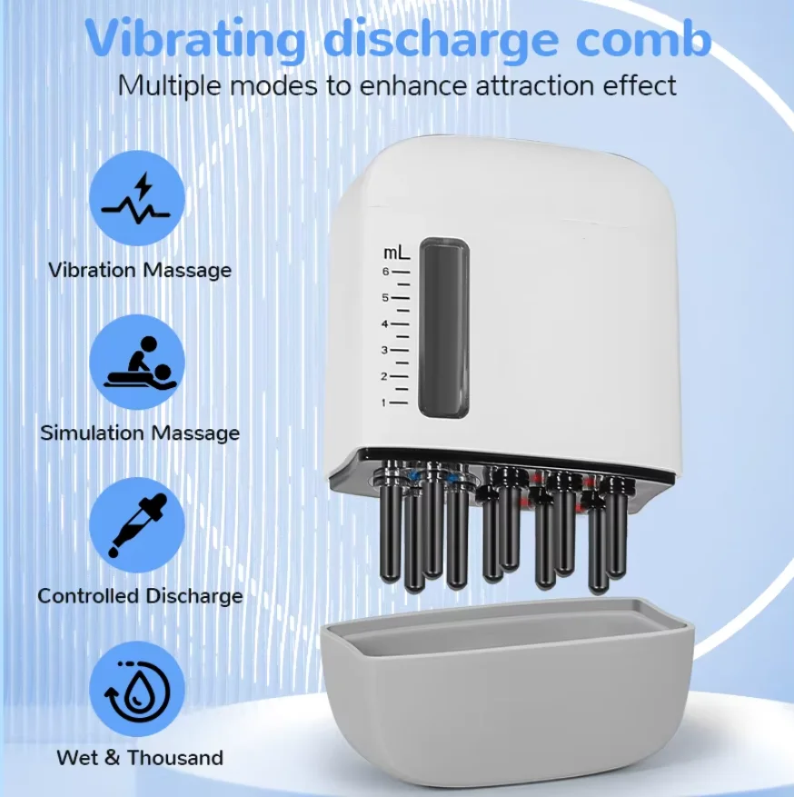 Electric Head Scalp Massager Hair Growth Oil Serum Comb Anti Hair Loss Scalp Red Light Vibrating Discharge Comb for Home Travel