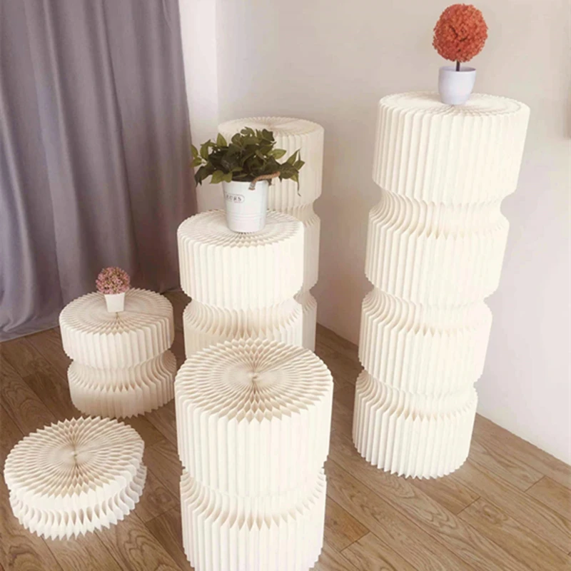 Folding Cylindrical Booth Shopping Mall Window Floor-to-ceiling Display Rack Home Wedding Birthday Party Banquet Decoration Prop