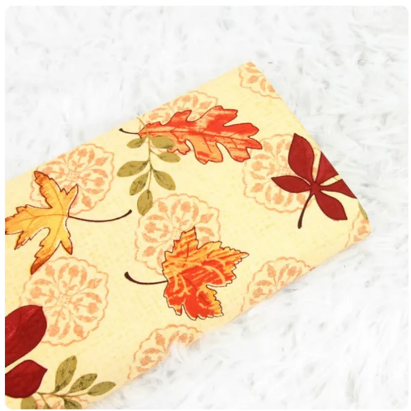 

100% Cotton Twill Fabric, Northern Europe Maple Leaf Print, Handmade DIY Bag, Sofa Pillow Back Cushion Sewing Cloth, CR-208