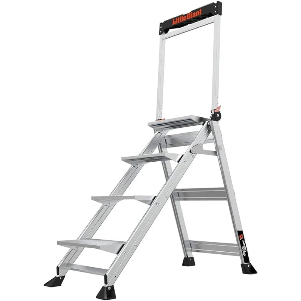 Little Giant Ladders, Jumbo Step, 4-Step, 3 foot, Step Stool, Aluminum, Type 1AA, 375 lbs weight rating, (11904), Gray