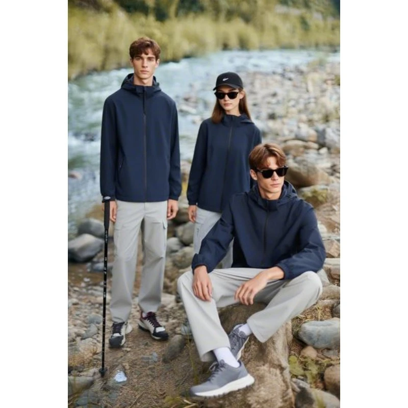 

Men's and Women's Casual Hoodie Jacket Outdoor Spring and Autumn Breathable Hiking Jacket Mountaineering Loose Zipper Coat