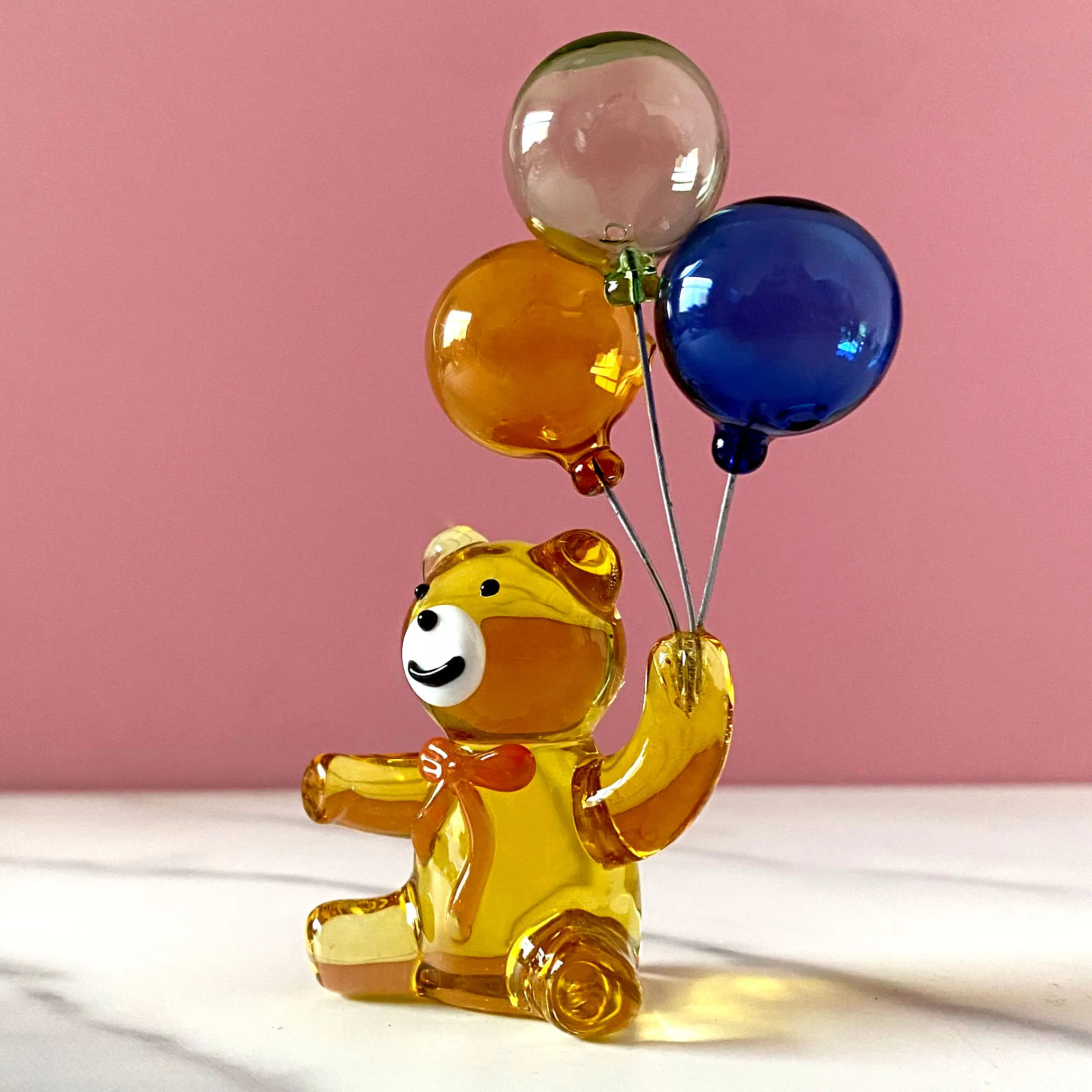 2 Types Crystal Bear with Balloons Glass Bear Animal Figurine Home Table Decor Kids Birthday Gift