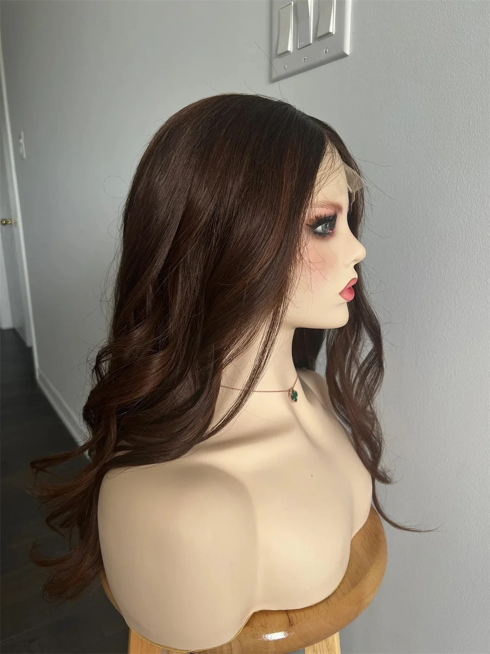 

Long Dark Brown 5x5 Silk Base Soft 24Inch Natural Wave Jewish Human Hair Wig With Baby Hair HD Lace European Hair Preplucked