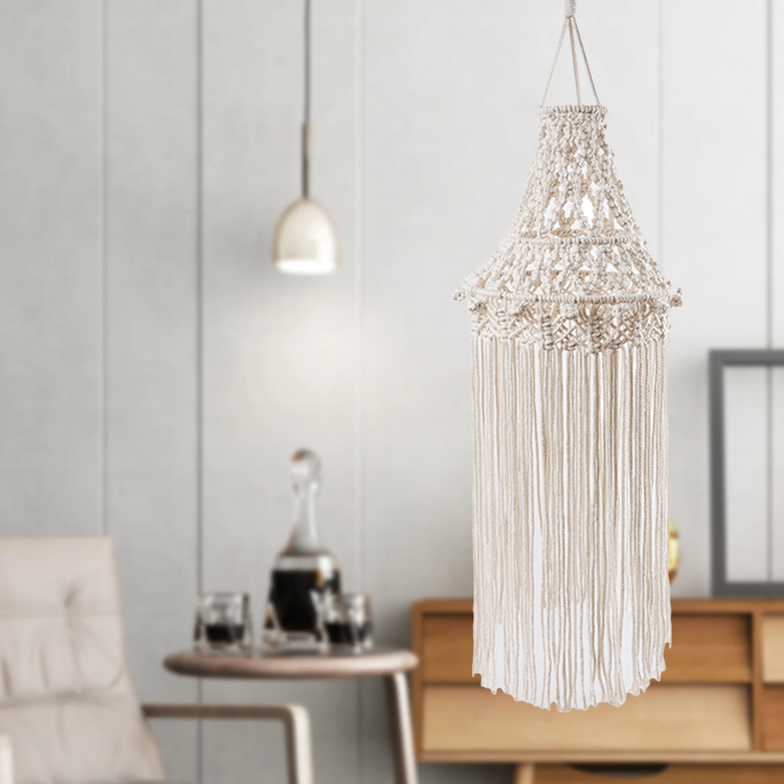 Paralume in macramè intrecciato a mano squisito Boho lampada a sospensione copertura lampadario di casa in famiglia Hotel decorazione di cerimonia