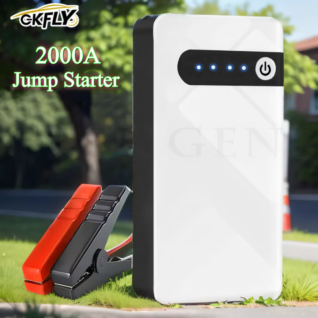 GKFLY 12V Przenośny Rozruchowywacz Samochodowy 2000A Ładowarka do Akumulatora Samochodowego Awaryjny Booster Samochodowy 44.4Wh Power Bank Urządzenie do Rozruchu