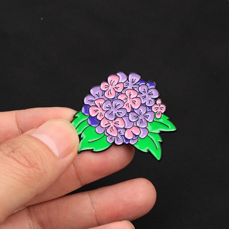 Colorful Botanical Flower Enamel Brooch Cute Floral Pins for Clothing & Bags