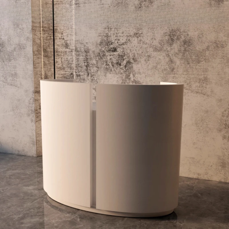 

Welcome Display Reception Desks Design Minimalist Curved Small Reception Desks Aesthetic Company Bureau Commercial Furniture